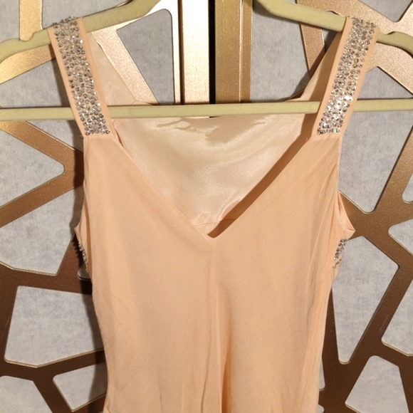 NWOT ELEY KISHIMOTO Silk Beaded Silver & Peach Evening Dress - Picture 11 of 14